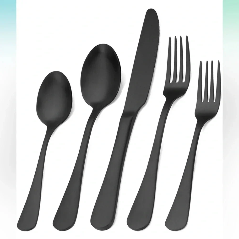 NIB SHARECOOK black 40-Piece Stainless Steel Flatware Set